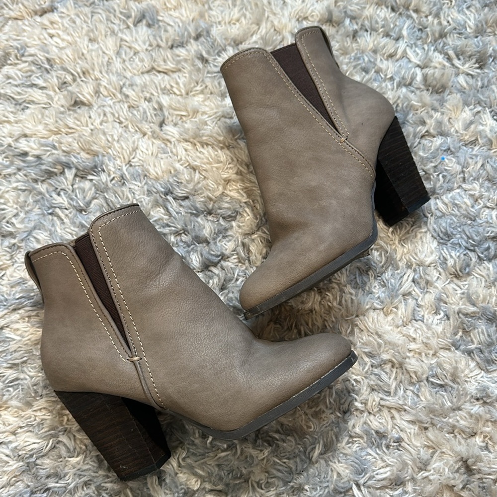 Grey faux leather booties by Call it Spring size 7 lightly worn